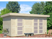 Lade das Bild in den Galerie-Viewer, Gartenhaus Zweiraumhaus Blockbohlenhaus Lara 12,7 m² 28 mm naturbelassen Palmako