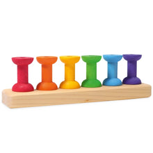 Lade das Bild in den Galerie-Viewer, Kleine Holzspulen Fädelspiel