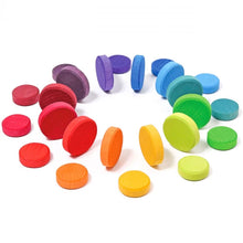 Lade das Bild in den Galerie-Viewer, Bunte Holztaler 24 Stück in 2 Größen