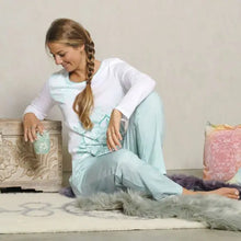 Lade das Bild in den Galerie-Viewer, Pyjama-Longsleeve Shirt weiß/mint und sahara/apricot
